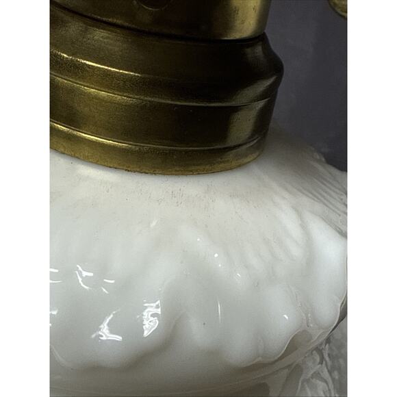 EAPG Dithridge Colonial OMN Rose Wreath Milk Glass Rose Wreath Lamp Base As-Is - Picture 8 of 15